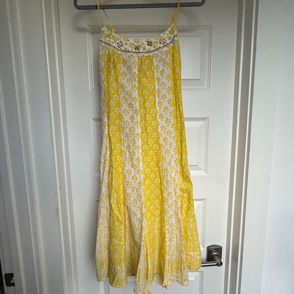 Vintage Y2K Yellow Midi Boho Sundress with Corset Lace-up Back ✨💛🌼